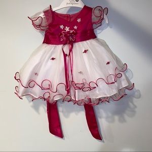 Wonser pink, white baby formal dress 6 months